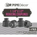 Pipe Decor COUPLING1 1/4 IN X 1/2 REDUC, 4PK 360 RC-11412-4
